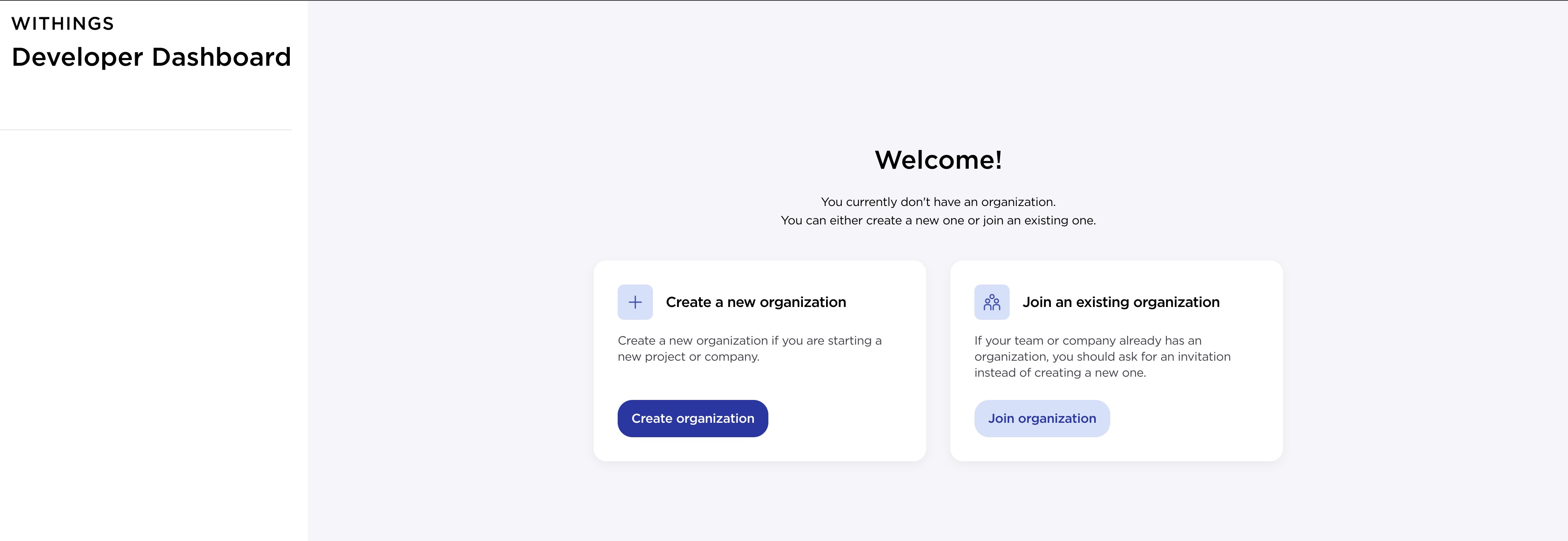 dashboard org creation
